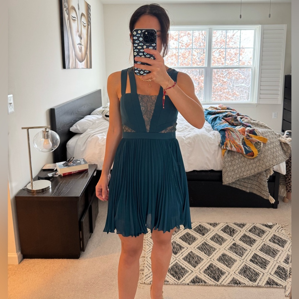 BCBG short dress never used, beautiful dark teal color